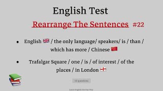 English Grammar Quiz  Rearrange the sentences 📚 english quiz [upl. by Udele]