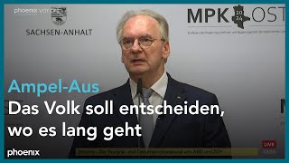 MinisterpräsidentenkonferenzOst Statements von Reiner Haseloff CDU und Carsten Schneider SPD [upl. by Okir]