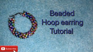 Beaded hoop earrings chenille stitch tutorial [upl. by Trevlac]