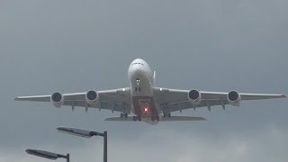 GO AROUND Emirates A380 last minute Go Around at AMS during storm [upl. by Engenia]