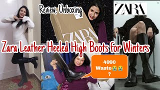 ZARA Heeled Boots With Track Sole Review  Best Leather Long Boots for Winters zara leatherboots [upl. by Chelsy]