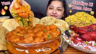 SARDIYO WALI SPICY DUM ALOO WITH KHASTA MATAR KI KACHORI AND EGG BHURJI FRIED RICE WITH DAHI CHICKEN [upl. by Einial]