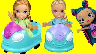 BUMPER Cars Elsa amp Anna toddlers in Shopkins World  Shopkins turn into Stones  Dream come true [upl. by Annaoi]