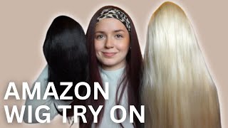 AMAZON HEADBAND WIG HAUL AND TRY ON  ANDROGENIC ALOPECIA [upl. by Chucho]