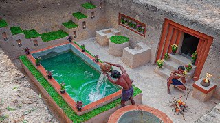 Two Man Building a Modern Private Pool in Underground Tunnel Temple House [upl. by Marissa]