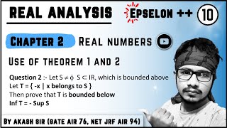 Prove that T is bounded below amp Inf T  Sup S  Question 2  Real Analysis  For BSc  Ba MSc [upl. by Allin41]