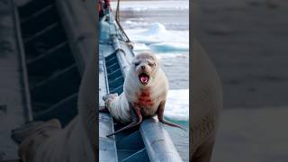 Male seal asked the sailor to help rescue the female seal and her cups who were injured in the net [upl. by Yniar821]