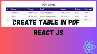 How to generate PDF in React  How to Generate PDF Witth Table in React  Download PDF in React js [upl. by Yralam]