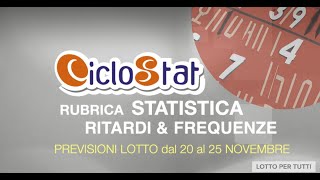 LOTTO X TUTTI LA RUBRICA STATISTICA CON LE PREVISIONI DAL 20 AL 25 NOVEMBRE [upl. by Guinn]