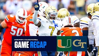 Georgia Tech SURVIVES the storm knocks off No 4 Miami 2823  Game Recap [upl. by Marquita]