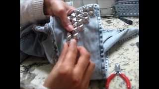 DIY Easy Quick Way To Stud A Denim Jacket [upl. by Enyrhtac87]