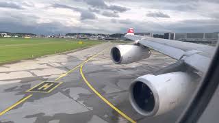 Swiss Airbus A340300 takeoff from Zürich [upl. by Cirdet]