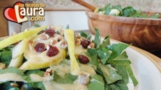 Ensalada de espinacas con pera  Recetas de cocina fáciles [upl. by Ominorej628]