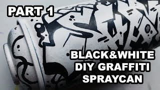 DIY Custom Graffiti Can BlackampWhite Part 1 quotShavequot Speedart [upl. by Clough]