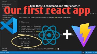 How to create react Appvite using npmnpx Create first react app in vs code [upl. by Ardnuas]