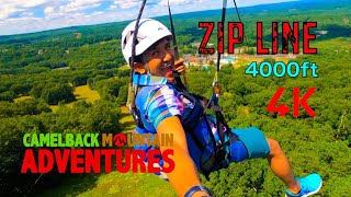 ⁴ᴷ Camelback Zipline 4000 Poconos Mountains Outdoor Adventures [upl. by Stockwell]