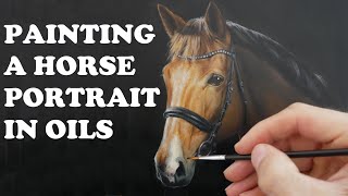 horse painting tutorial  how to paint a horse portrait in oils Colour mixing  applying the oils [upl. by Elbas614]