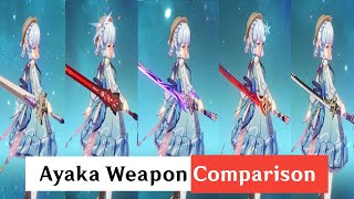 Ayaka Weapon Comparison  Mistsplitter  Harbinger of Dawn  Amenoma  Blackcliff  Kogatsurube [upl. by Galateah985]