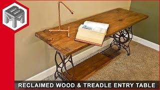 Reclaimed Barn Wood Entry Table  Metal amp Woodworking How to [upl. by Uok]