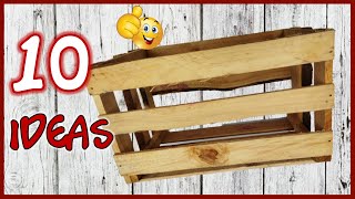 10 LINDAS IDEAS CON CAJAS DE FRUTAS DE MADERA  Manualidades con trozos de madera  crafts with wood [upl. by Holden]