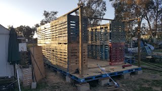 Making a storage shed out of Pallets part 2 [upl. by Anemix626]