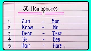 Homophones  50 Homophones  Homophones In English  English Grammar [upl. by Aissat]