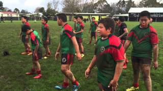 20150815 Joseph amp Dallas with team BRAVEN Hawks Mangere East Rugby League U11s do their haka [upl. by Ringler535]