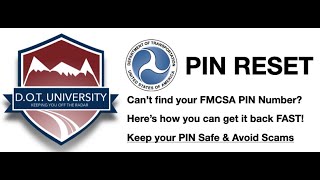 FMCSA PIN Number  How to Reset or Request so you can Update your MCS150 USDOT Number or Portal 👍 [upl. by Dej69]