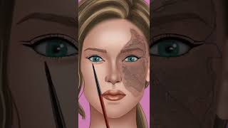 Face Birthmark Makeup Transmission Animation ASMR asmr animation viral ytshort [upl. by Lasko]