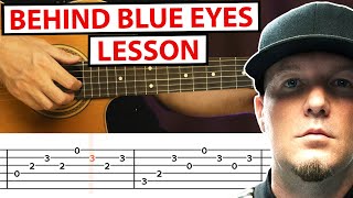 Limp Bizkit  Behind Blue Eyes  Easy Fingerstyle Guitar Lesson [upl. by Nyllewell]