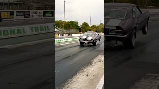 Pulls wheelz 3 ft off the ground amazing sound beautiful Camaro WatchBillywork dragracing new [upl. by Funda]