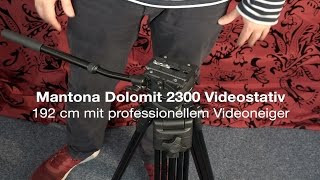 Mantona Dolomit 2300 Videostativ 192 cm mit professionellem Videoneiger [upl. by Ebonee126]