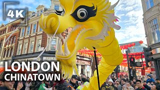 Chinese New Year Celebrations in Londons Chinatown  2024  4K [upl. by Osmund]