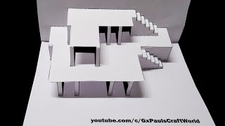 kirigami House  Super Easy Way To Make Kirigami Pop Up card  paper art Tutorialwith Template [upl. by Airdnekal485]