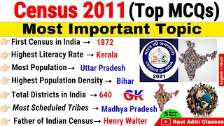 Census 2011🇮🇳  जनगणना 2011  Census of India 2011 important questions  Census 2011 MCQ  SSC CGL [upl. by Waldron]