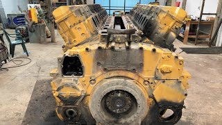 Tear Down of a 17000 Pound V16 Caterpillar 3516  1800 Horsepower 69 Liter Diesel Engine [upl. by Nyrret]