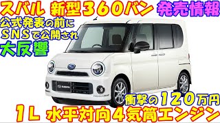 スバル 新型３６０バン、発売情報！ 公式発表・直前にＳＮＳで公開、判明！ ルーミーより３つの魅力的な点。 [upl. by Akerboom]