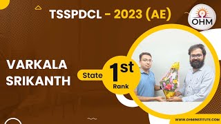 V Srikanth  State 1st Rank  TSSPDCL 2023 AE Exam  Electrical Eng  OHM Institute  TSGENCO [upl. by Yelmene]