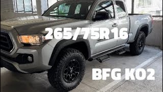 BFG KO2 Tacoma 26575R16 tires  no lift [upl. by Lashar]