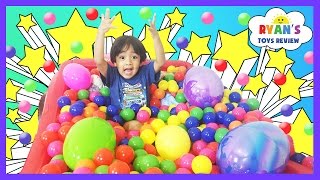 HUGE EGGS SURPRISE TOYS Challenge in Giant Ball Pit [upl. by Eidnil]