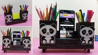 Crafting a Stylish Desk Organizer with Recycled Paper Pen and Mobile Holder DIY Tutorial [upl. by Vanzant126]