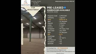 6250SQ FT PRELEASED WAREHOUSE AVAILABLE FOR INVESTMENT IN BHIWANDI FOR REGULAR RENTAL BENEFITS [upl. by Care]