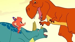 Dinosaur Battle  Triceratops fights TRex  Dinosaurs Cartoons for Kids  T Rex Fight [upl. by Naesal719]