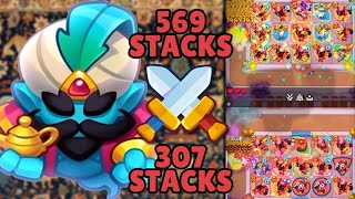 307 stacks VS 569 stacks  Battle two Max Talent Genie  Rush Royale [upl. by Ococ]