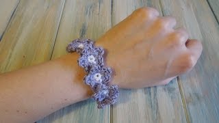 crochet How To  Crochet a Flower Bracelet  Yarn Scrap Friday [upl. by Norean602]