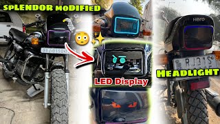 Splendor Modified 😲 LED Display ✨ Headlight [upl. by Heida]