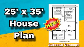 25x35 Simple House Plans  25 by 35 House Plan  House plan homedesign autocadconcept [upl. by Grieve]