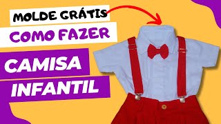 Como Fazer Camisa Social Masculina Infantil Manga Curta PassoaPasso COM MOLDE Conjunto Parte 2 [upl. by Xineohp508]