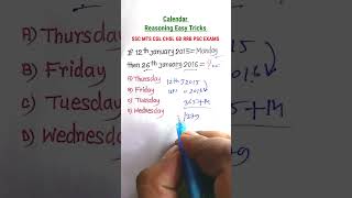 Calender Reasoning Tricks Reasoning Classes for SSC CGL GD CHSL MTS RRB Special Exams [upl. by Hayotal]