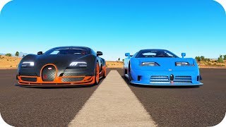 BUGATTI VEYRON SS vs BUGATTI EB110 SS  MOTOR W16 80 QUAD TURBO  FH3 [upl. by Lynna224]